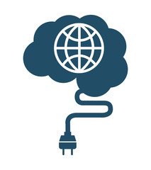 brain human wire cable plug icon