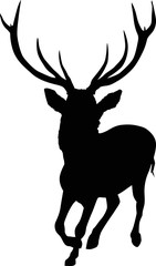 black running deer with large antlers