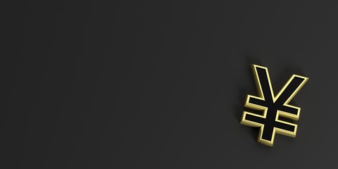 Obraz premium Yen yuan symbol on black background. 3d illustration