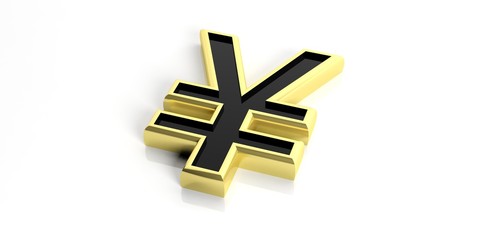 Yen yuan symbol on white background. 3d illustration