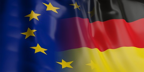 EU and Germany flag. 3d illustration