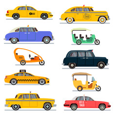 Obraz na płótnie Canvas World famous taxi cars vector set