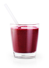 Fresh juice (smoothies) of beets isolated on white background