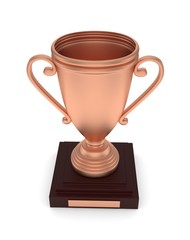 Bronze cup on white background. 3D rendering.