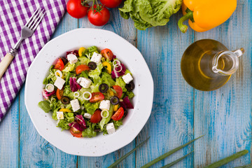 Fresh Greek salad on a plate