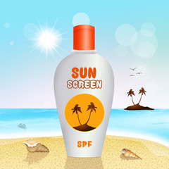 sun screen lotion on the beach