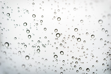 Rain dew drop on dirty glass with dirt dust and scratches, selective focus with vintage color tone effect,Water Abstract background.