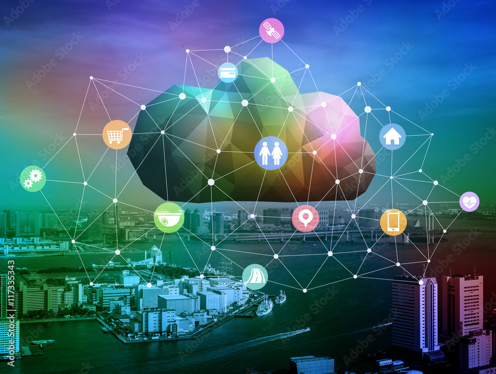 Aufkleber CPS(Cyber Physical System) conceptual abstract image visual, Cloud Computing, Internet of Things