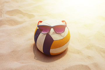 Beach Volleyball and Sunglasses in Natural Summer Sunlight