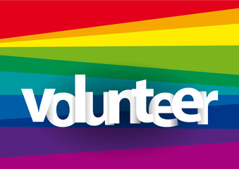 Fototapeta premium Volunteer text on rainbow background