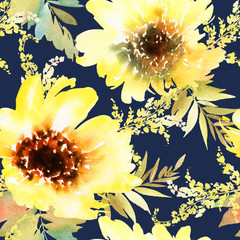 Sunflowers seamless pattern