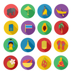 Thailand icons set in flat style. Thailand elements set collection vector illustration
