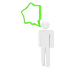 3d man with talk bubbles isolated over a white background. 3d rendering.