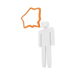 3d man with talk bubbles isolated over a white background. 3d rendering.