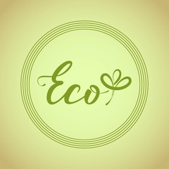 emblem of eco-product natural on green background design