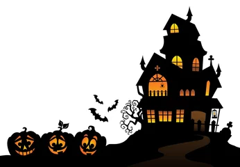 Wall murals For kids Haunted house silhouette theme image 4