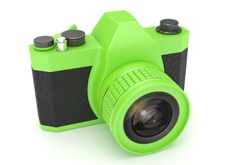 Retro camera isolated on white background. 3d rendering.