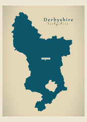 Modern Map - Derbyshire county UK