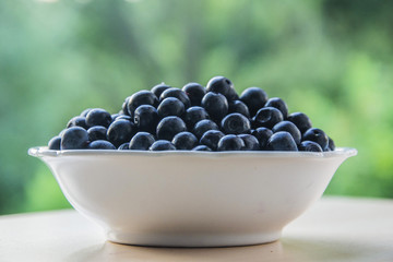 Blueberries in white bowl