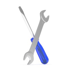3D Illustration Wrench and screwdriver, service concept
