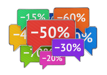 Discount percents in speech bubbles