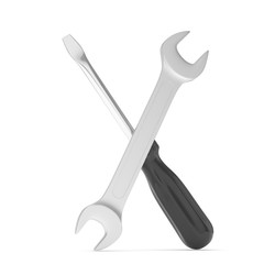 3D Illustration Wrench and screwdriver, service concept