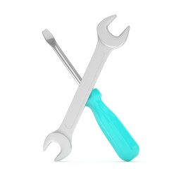 3D Illustration Wrench and screwdriver, service concept