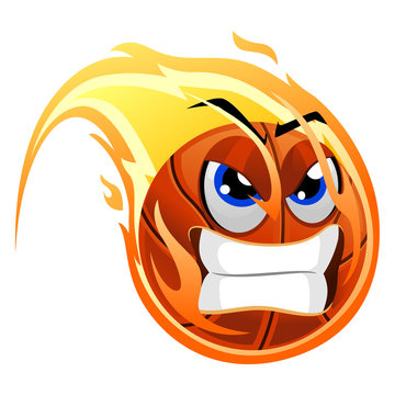 Vector Illustration of Ball Mascot on fire