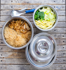 various rice noodles, Thai Noodles Topped with vegetable :Chines
