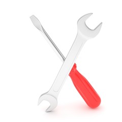 3D Illustration Wrench and screwdriver, service concept