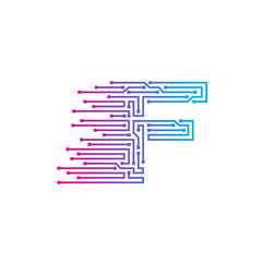 Letter F logo design template,technology,electronics,digital,logotype