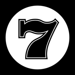 Slot machine seven icon black and white vector illustration