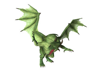 3D Rendering Fantasy Dragon on White