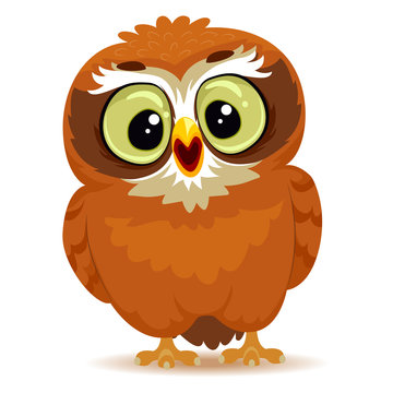 Vector Illustration of a Cute Cartoon Owl