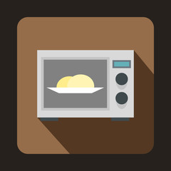 Microwave icon in flat style with long shadow. Home appliances symbol