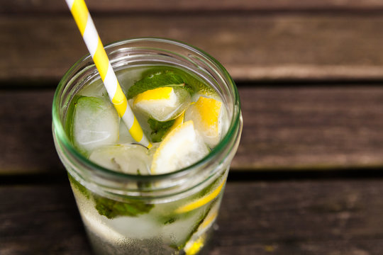 Lemon soda in a jar