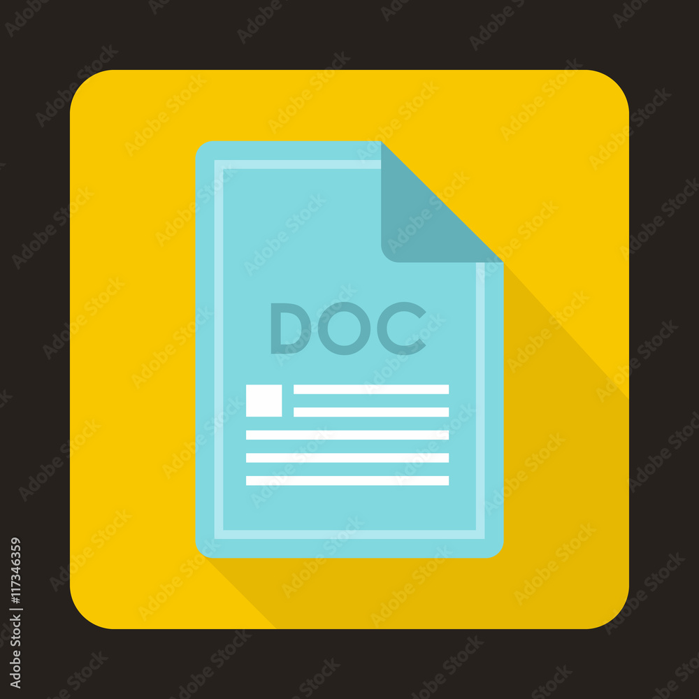 Poster file doc icon in flat style with long shadow. document type symbol