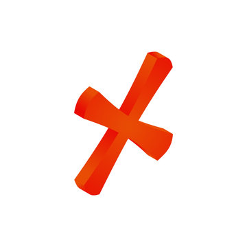 Cross mark icon in isometric 3d style isolated on white background
