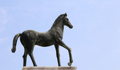 Statue of Little Horse symbol of the little town near Venice in