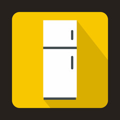 Refrigerator icon in flat style with long shadow. Home appliances symbol