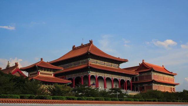 4k timelapse,the largest and most important Chinese Buddhist temple in Bangkok names "Wat Mangkon Kamalawat" or "Wat Leng Noei Yi", taken at sunny day scene (UHD, ultra high definition, 4096x2304)