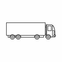 Truck icon in outline style isolated on white background. Shipping symbol
