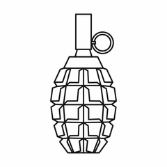 Grenade icon in outline style isolated on white background. Military symbol
