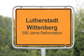 Ein Ortseingangsschild Wittenberg