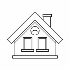 Small cottage icon in outline style on a white background
