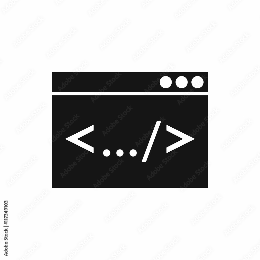 Poster code window icon in simple style isolated on white background