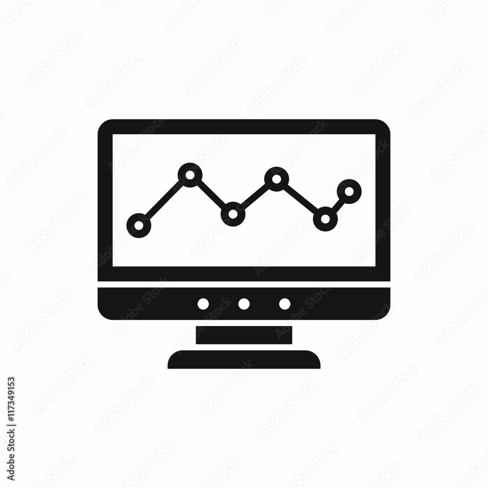 Poster graph in computer screen icon in simple style isolated on white background