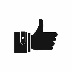 Thumbs up icon in simple style isolated on white background