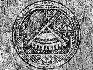 Grudge stone painted US American Samoa seal flag