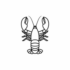 Crayfish icon in outline style isolated vector illustration